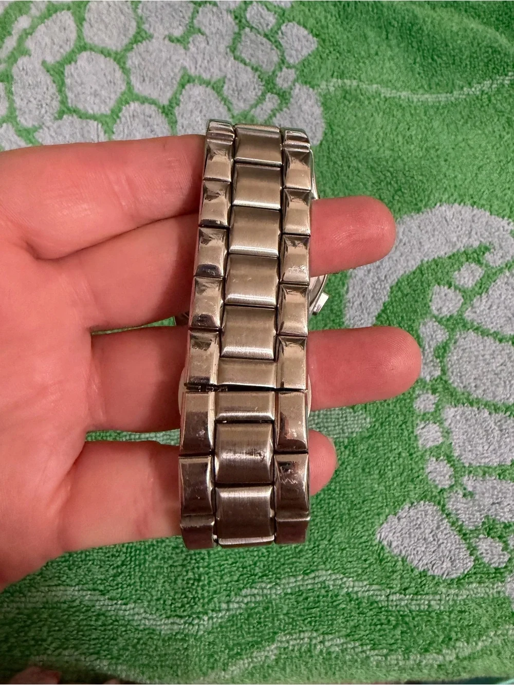 Emporio Armani Silver-Tone Bracelet Watch with Black Dial